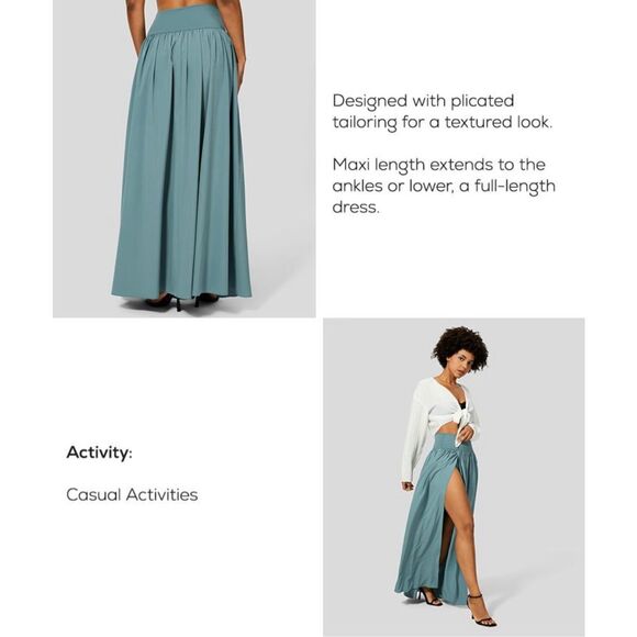 Halara Breezeful High Waisted Plicated Split 2-in-1 Flowy Maxi Casual Skirt Sz L - Picture 11 of 12